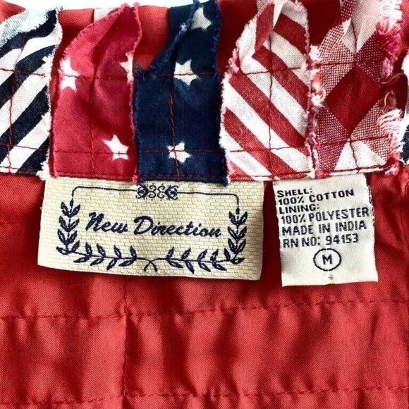 Patriotic American Blazer Jacket Womens M Long Sleeve Collar Stars Stripes - Picture 8 of 9